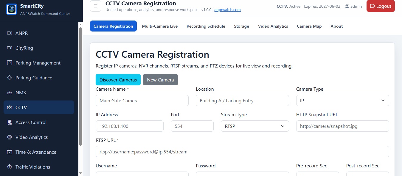CCTV Camera Registration screenshot